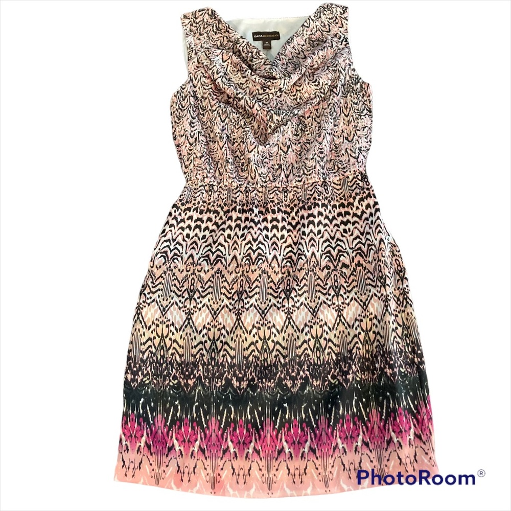 Dana Buchman Dress Pink White Black Lined Lightweight Dress Size XS NEW